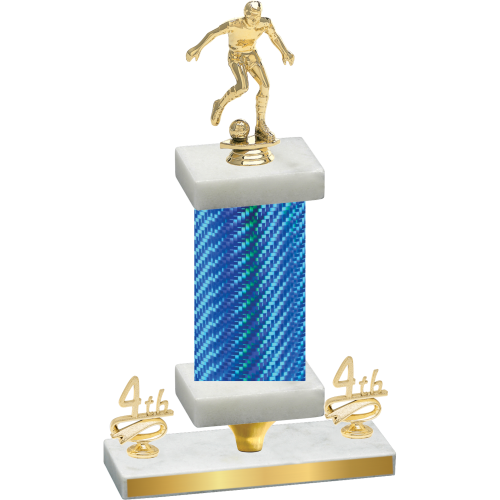 Premium Single Blue Carbon Fiber Fourth Place Soccer Trophy