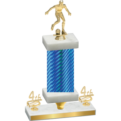 Premium Single Blue Carbon Fiber Fourth Place Soccer Trophy