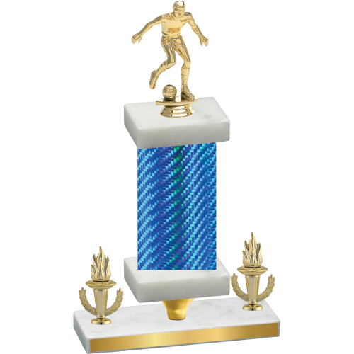 Premium Single Blue Carbon Fiber Victory Soccer Trophy