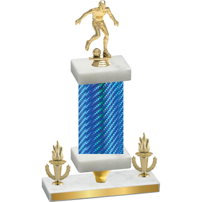 Premium Single Blue Carbon Fiber Victory Soccer Trophy