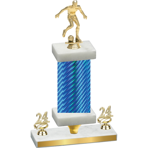 Premium Single Blue Carbon Fiber Year Soccer Trophy