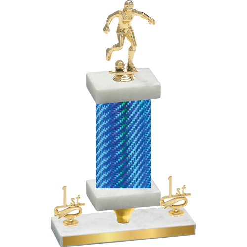 Premium Single Blue Carbon Fiber First Place Soccer Trophy
