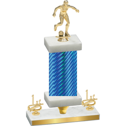 Premium Single Blue Carbon Fiber First Place Soccer Trophy