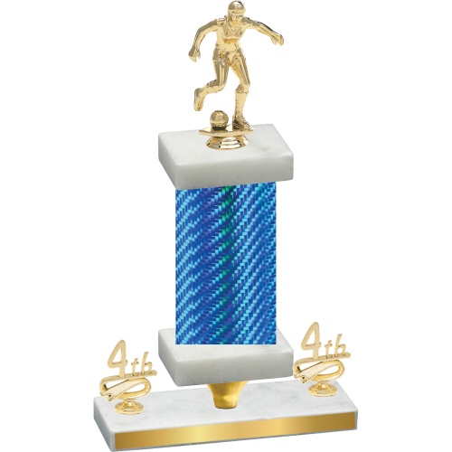 Premium Single Blue Carbon Fiber Fourth Place Soccer Trophy