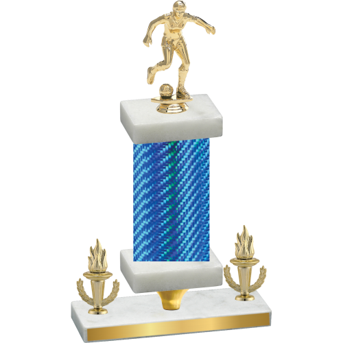Premium Single Blue Carbon Fiber Victory Soccer Trophy
