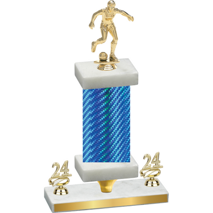 Premium Single Blue Carbon Fiber Year Soccer Trophy