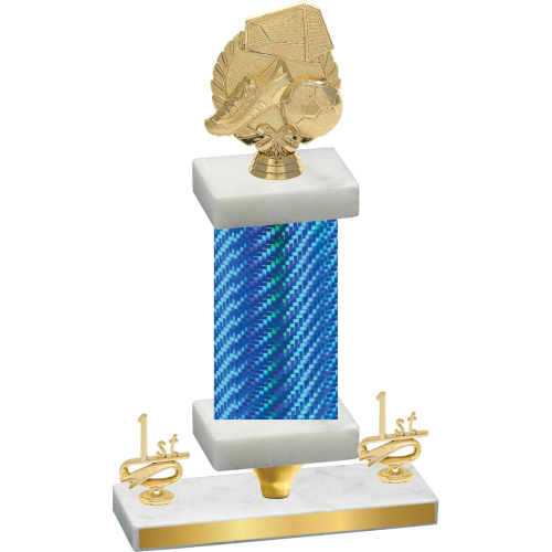 Premium Single Blue Carbon Fiber First Place Soccer Trophy