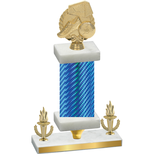 Premium Single Blue Carbon Fiber Victory Soccer Trophy