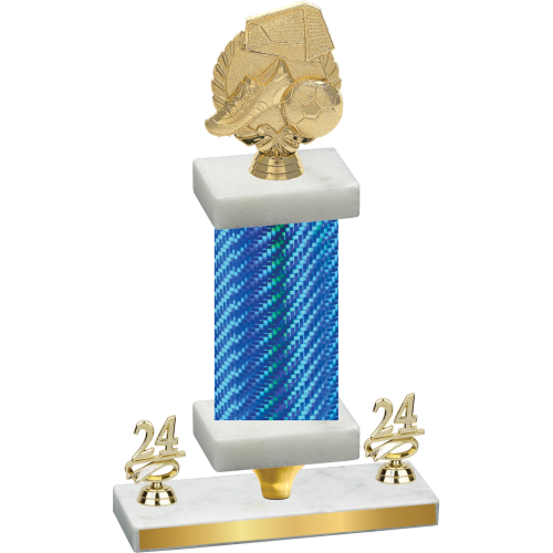 Premium Single Blue Carbon Fiber Year Soccer Trophy