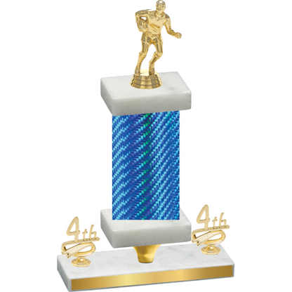 Premium Single Blue Carbon Fiber Fourth Place Rugby Trophy