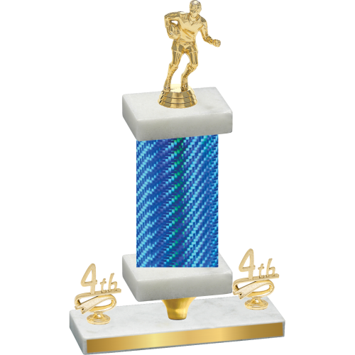 Premium Single Blue Carbon Fiber Fourth Place Rugby Trophy