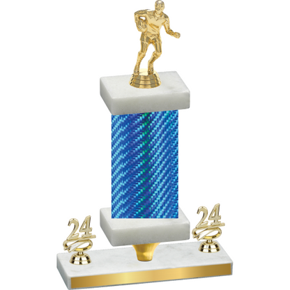 Premium Single Blue Carbon Fiber Year Rugby Trophy
