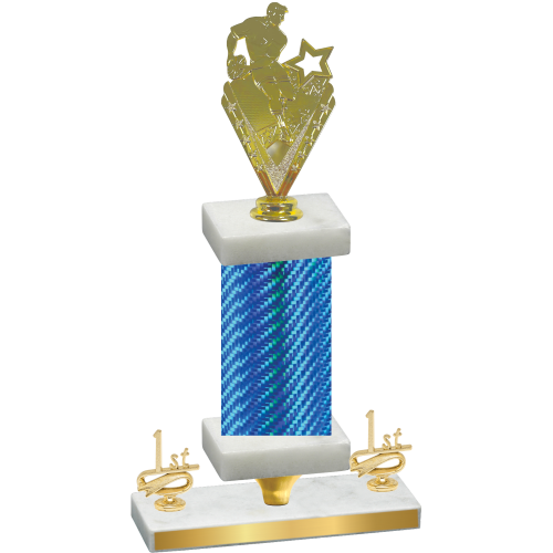 Premium Single Blue Carbon Fiber First Place Rugby Trophy