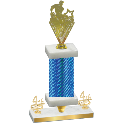 Premium Single Blue Carbon Fiber Fourth Place Rugby Trophy