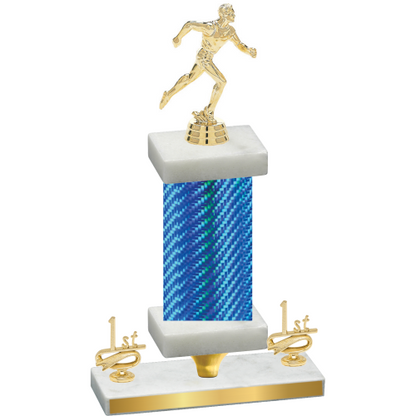 Premium Single Blue Carbon Fiber First Place Running Trophy