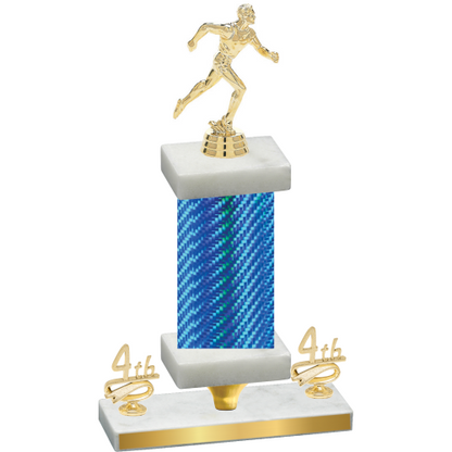 Premium Single Blue Carbon Fiber Fourth Place Running Trophy