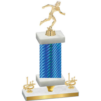 Premium Single Blue Carbon Fiber First Place Running Trophy