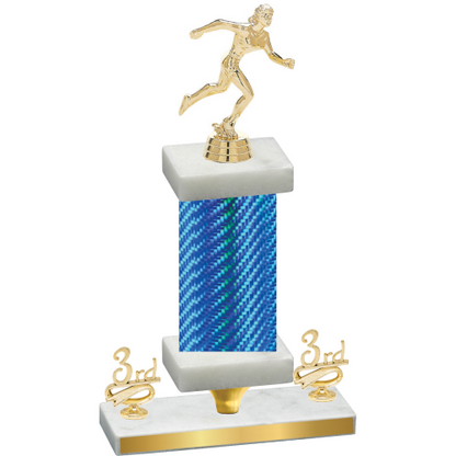 Premium Single Blue Carbon Fiber Third Place Running Trophy