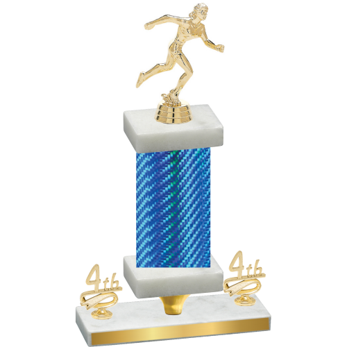 Premium Single Blue Carbon Fiber Fourth Place Running Trophy