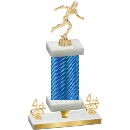 Premium Single Blue Carbon Fiber Fourth Place Running Trophy