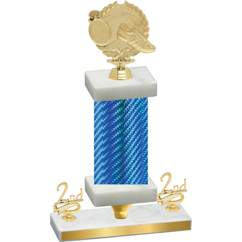 Premium Single Blue Carbon Fiber Second Place Running Trophy