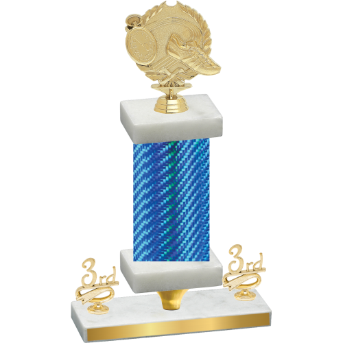 Premium Single Blue Carbon Fiber Third Place Running Trophy