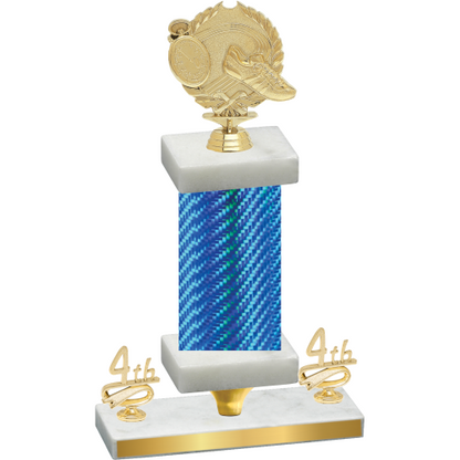 Premium Single Blue Carbon Fiber Fourth Place Running Trophy