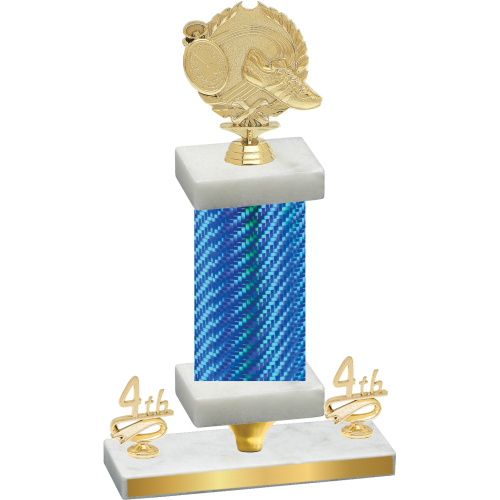 Premium Single Blue Carbon Fiber Fourth Place Running Trophy