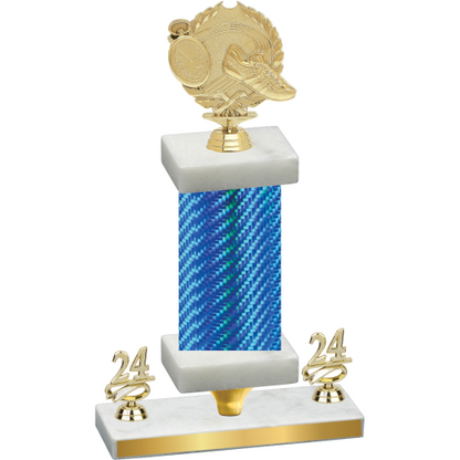 Premium Single Blue Carbon Fiber Year Running Trophy