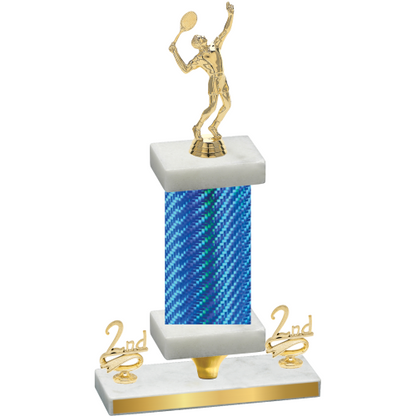 Premium Single Blue Carbon Fiber Second Place Tennis Trophy