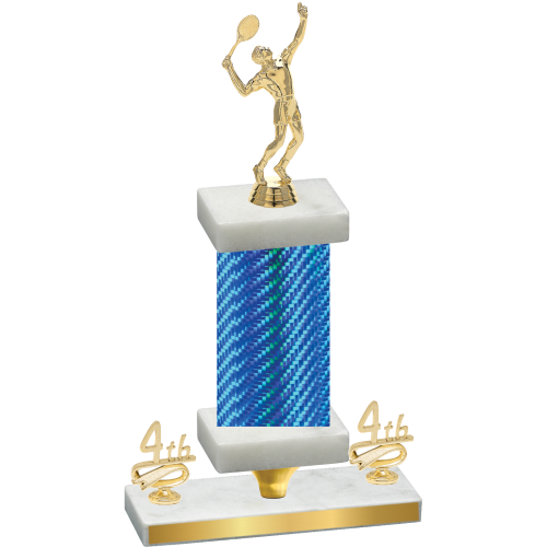 Premium Single Blue Carbon Fiber Fourth Place Tennis Trophy