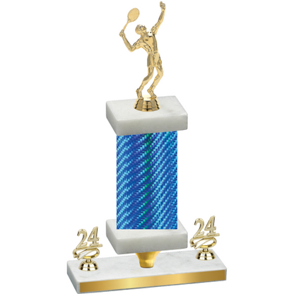 Premium Single Blue Carbon Fiber Year Tennis Trophy