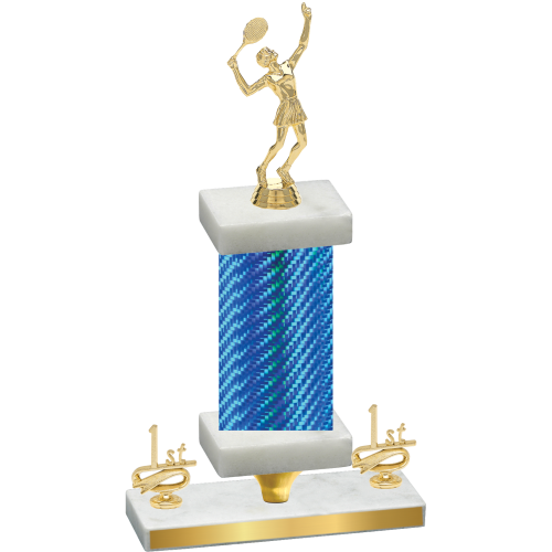 Premium Single Blue Carbon Fiber First Place Tennis Trophy