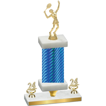 Premium Single Blue Carbon Fiber Year Tennis Trophy