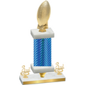 Premium Single Blue Carbon Fiber Third Place Football Trophy