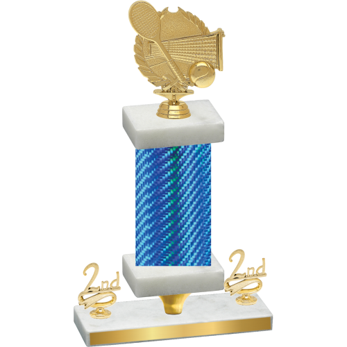Premium Single Blue Carbon Fiber Second Place Tennis Trophy