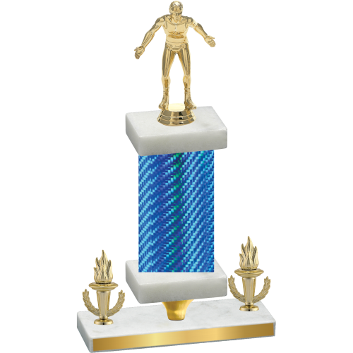 Premium Single Blue Carbon Fiber Victory Wrestling Trophy