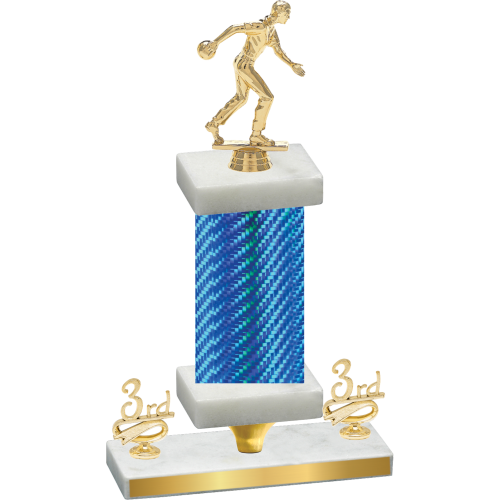 Premium Single Blue Carbon Fiber Third Place Bowling Trophy
