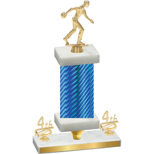Premium Single Blue Carbon Fiber Fourth Place Bowling Trophy