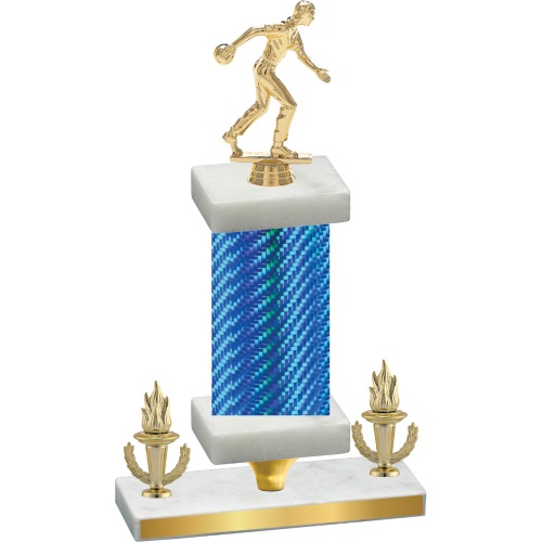 Premium Single Blue Carbon Fiber Victory Bowling Trophy