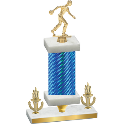 Premium Single Blue Carbon Fiber Victory Bowling Trophy