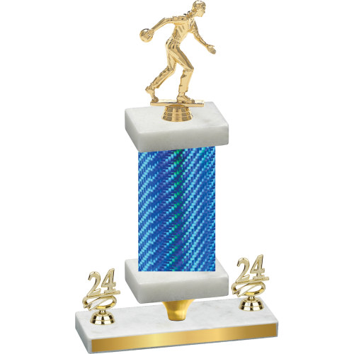 Premium Single Blue Carbon Fiber Year Bowling Trophy