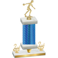 Premium Single Blue Carbon Fiber Second Place Bowling Trophy