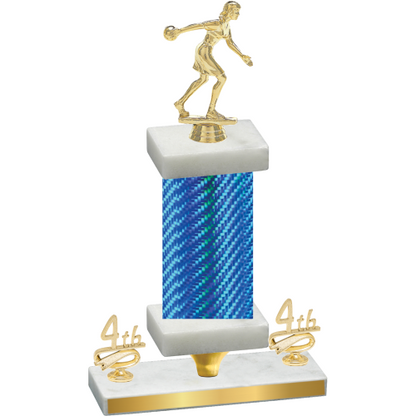 Premium Single Blue Carbon Fiber Fourth Place Bowling Trophy