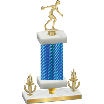 Premium Single Blue Carbon Fiber Victory Bowling Trophy