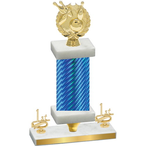 Premium Single Blue Carbon Fiber First Place Bowling Trophy