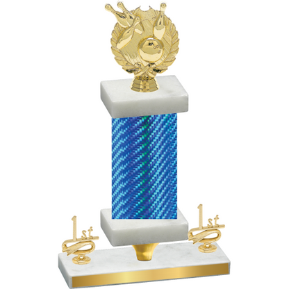 Premium Single Blue Carbon Fiber First Place Bowling Trophy