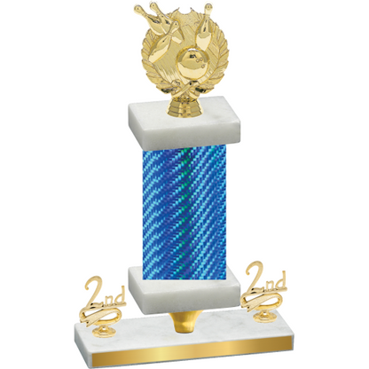 Premium Single Blue Carbon Fiber Second Place Bowling Trophy