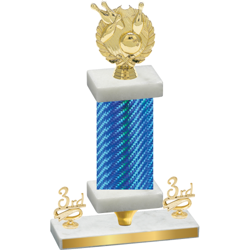 Premium Single Blue Carbon Fiber Third Place Bowling Trophy