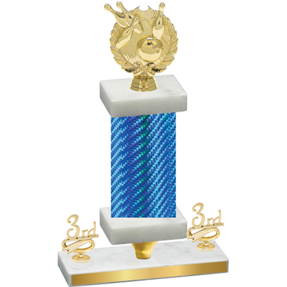 Premium Single Blue Carbon Fiber Third Place Bowling Trophy